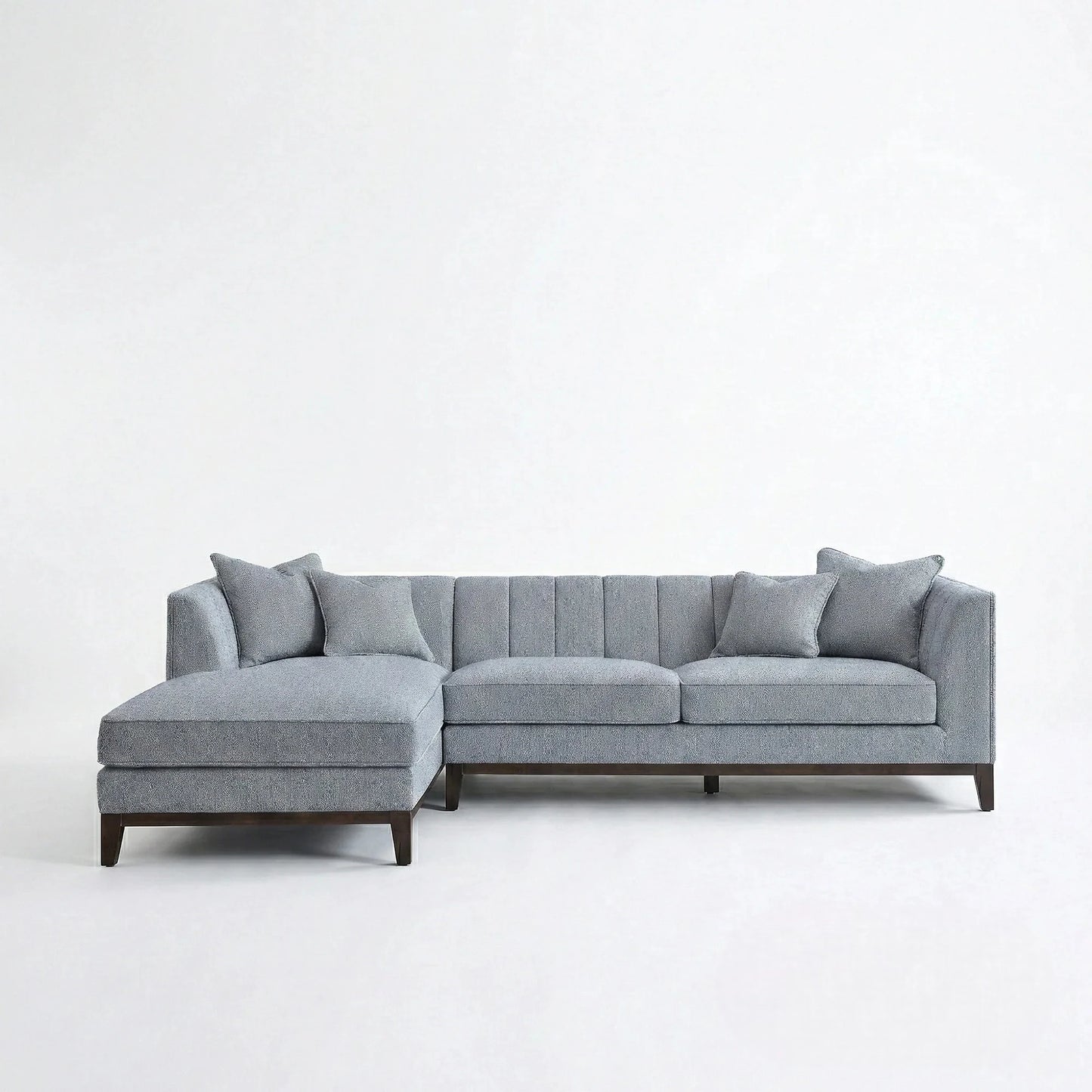 ALUXO Cooper Mid-Century Modern Left Hand Corner Sofa In Dolphin Grey Boucle Fabric
