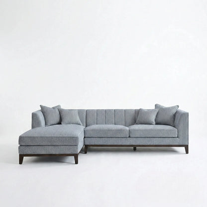 ALUXO Cooper Mid-Century Modern Left Hand Corner Sofa In Dolphin Grey Boucle Fabric