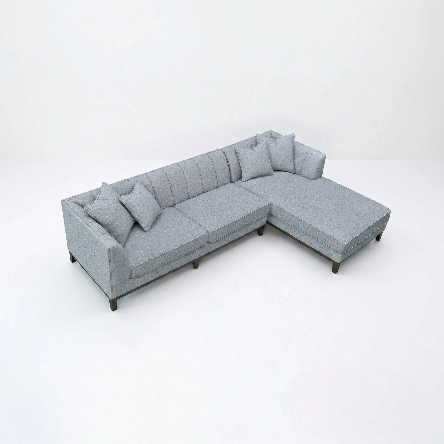 ALUXO Cooper Mid-Century Modern Right Hand Facing Corner Sofa In Dolphin Grey Boucle Fabric