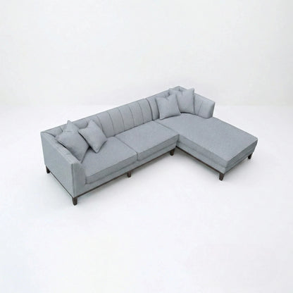 ALUXO Cooper Mid-Century Modern Right Hand Facing Corner Sofa In Dolphin Grey Boucle Fabric