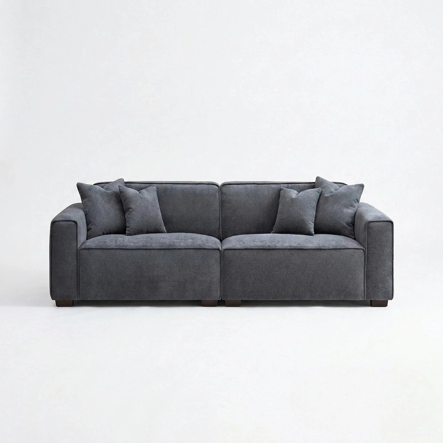 ALUXO Dakota 3 Seater Sofa In Charcoal Grey Boucle Fabric
