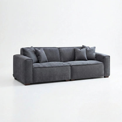 ALUXO Dakota 3 Seater Sofa In Charcoal Grey Boucle Fabric