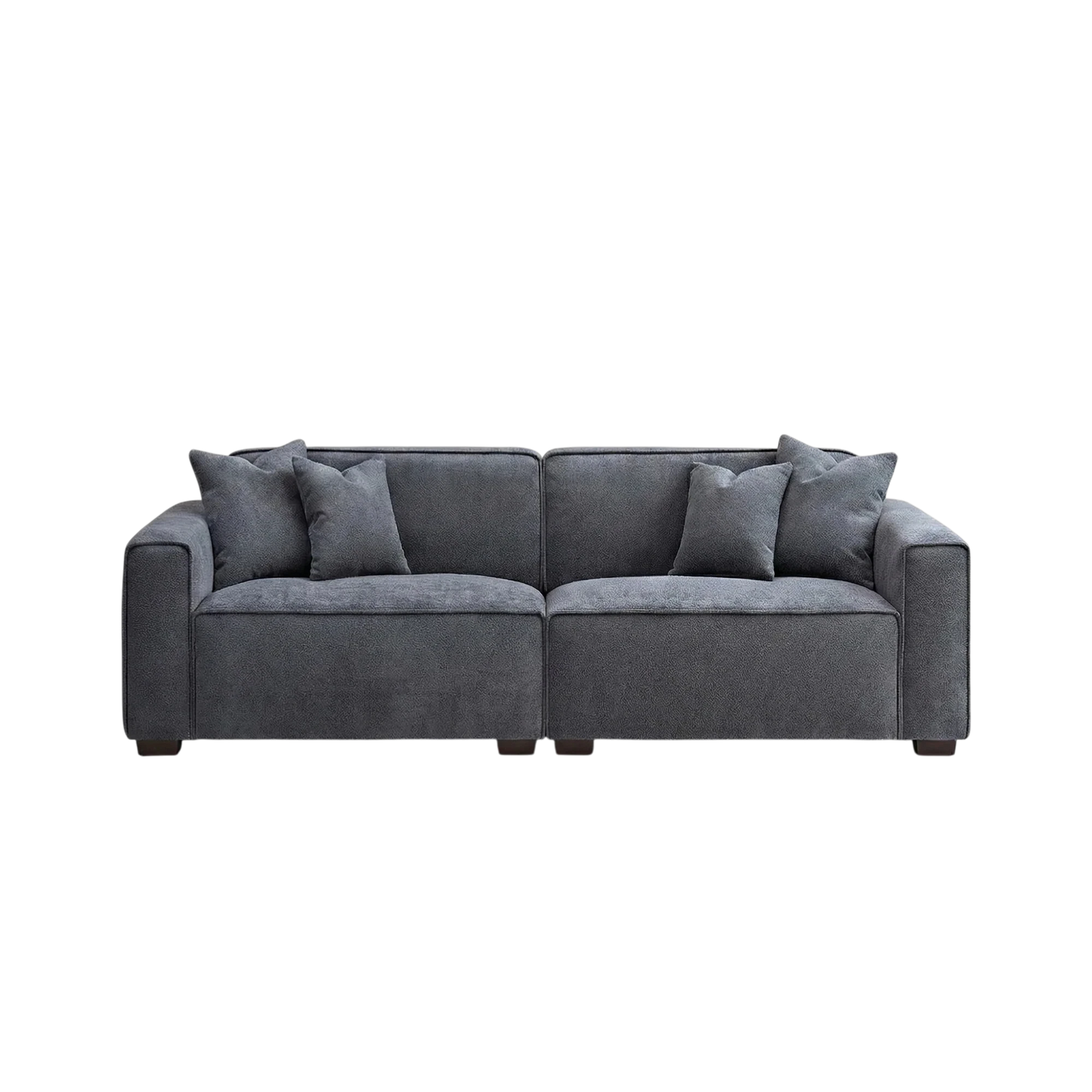 ALUXO Dakota 3 Seater Sofa In Charcoal Grey Boucle Fabric