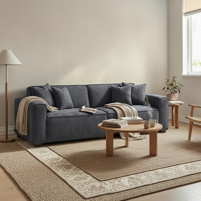 ALUXO Dakota 3 Seater Sofa In Charcoal Grey Boucle Fabric