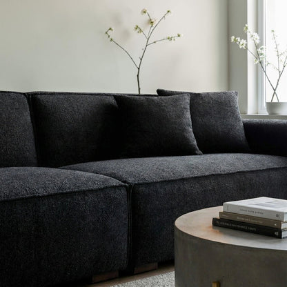 ALUXO Dakota 3 Seater Sofa In Charcoal Grey Boucle Fabric