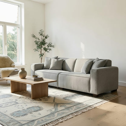 ALUXO Dakota 3 Seater Sofa In Charcoal Grey Boucle Fabric