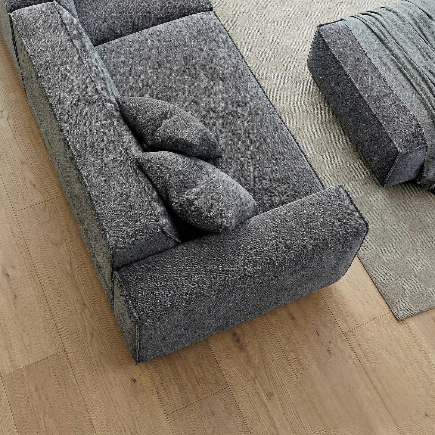 ALUXO Dakota 3 Seater Sofa In Charcoal Grey Boucle Fabric