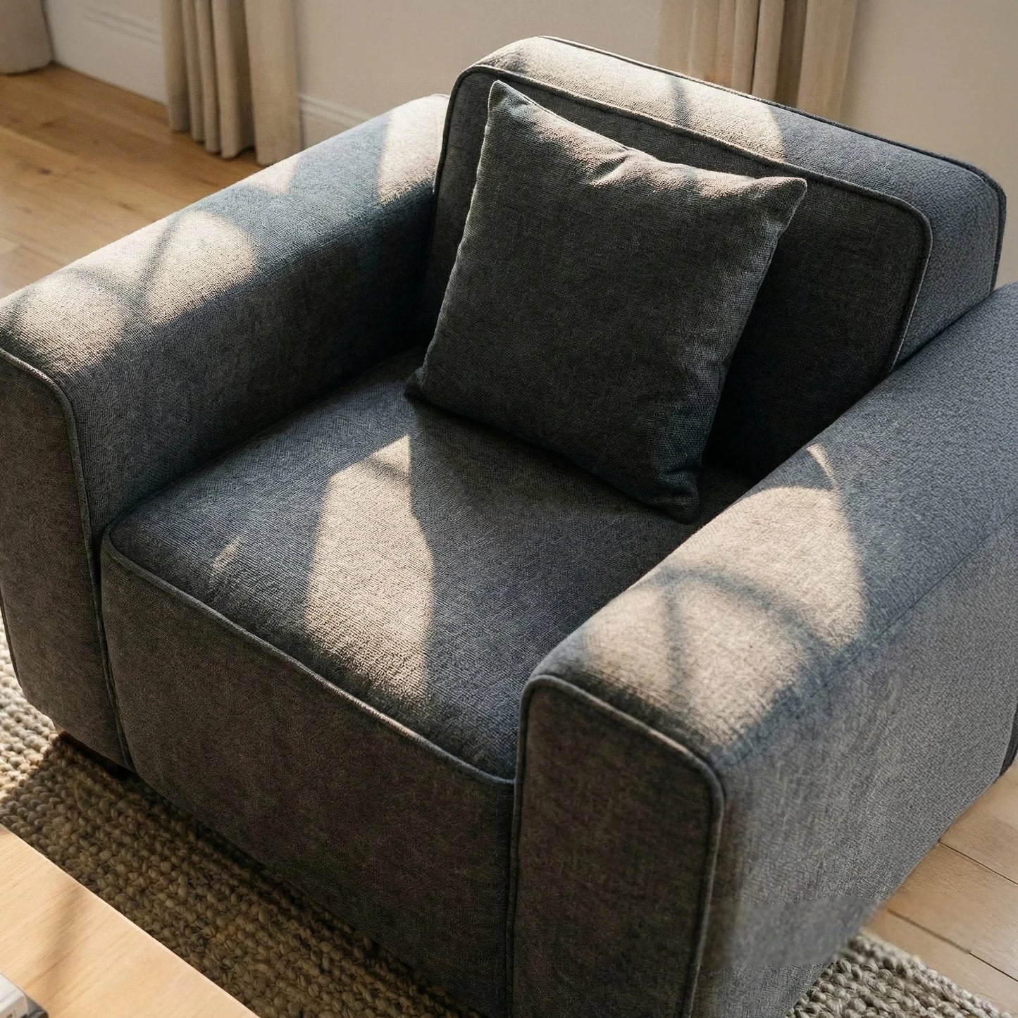 ALUXO Dakota Modular Armchair In Midnight Black Boucle Fabric