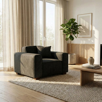 ALUXO Dakota Modular Armchair In Midnight Black Boucle Fabric