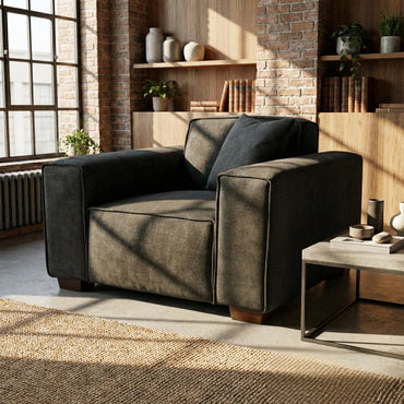 ALUXO Dakota Modular Armchair In Midnight Black Boucle Fabric