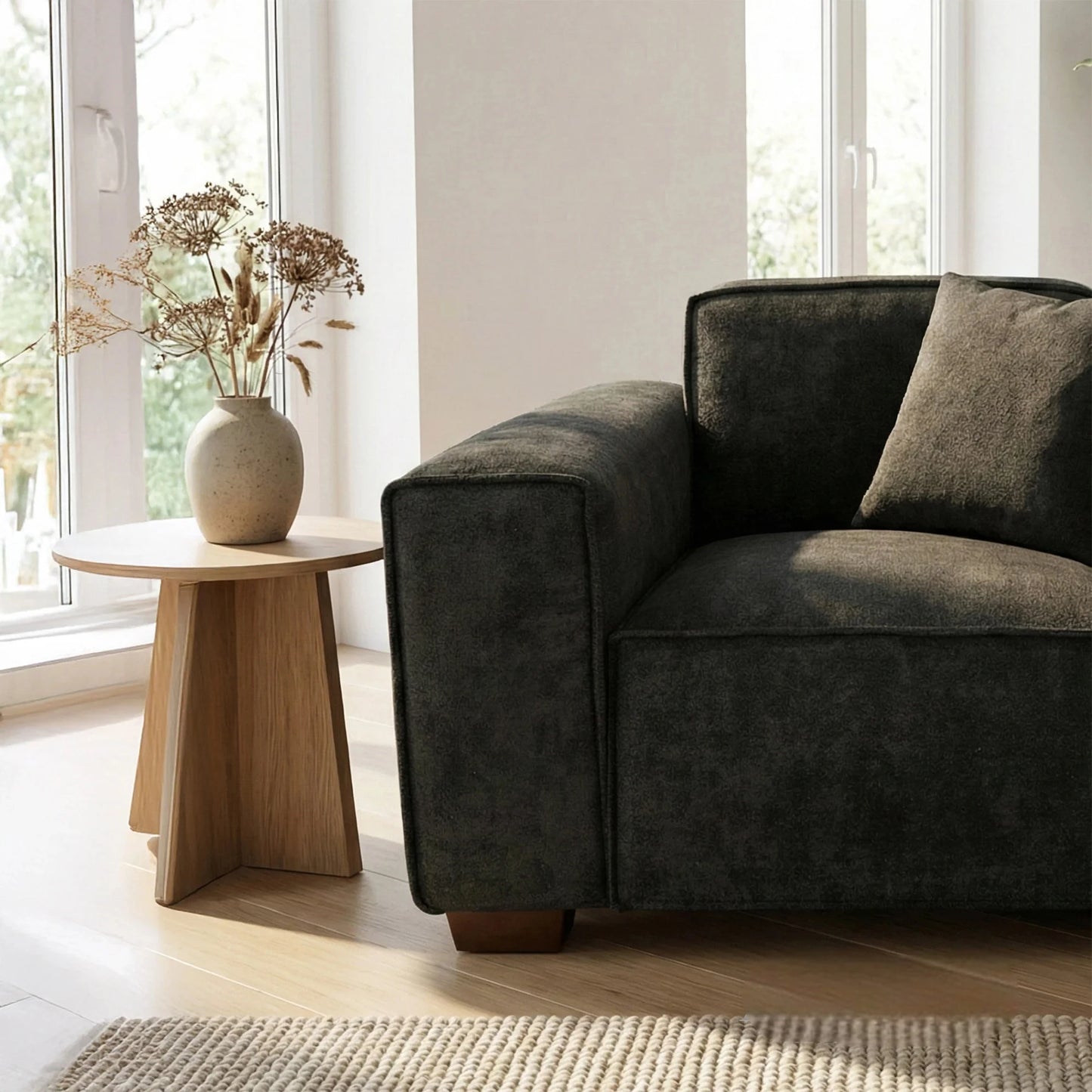 ALUXO Dakota Modular Armchair In Midnight Black Boucle Fabric