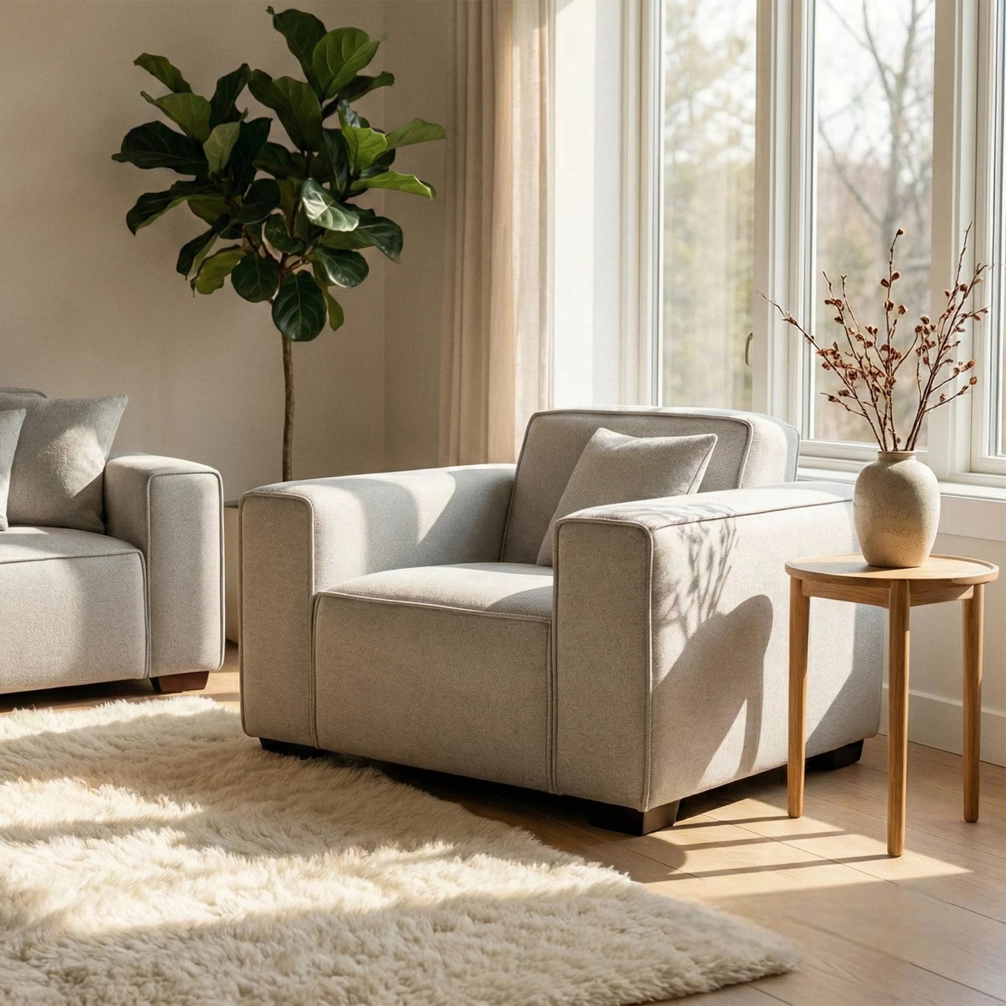 ALUXO Dakota Modular Armchair In Midnight Black Boucle Fabric