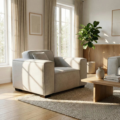 ALUXO Dakota Modular Armchair In Midnight Black Boucle Fabric