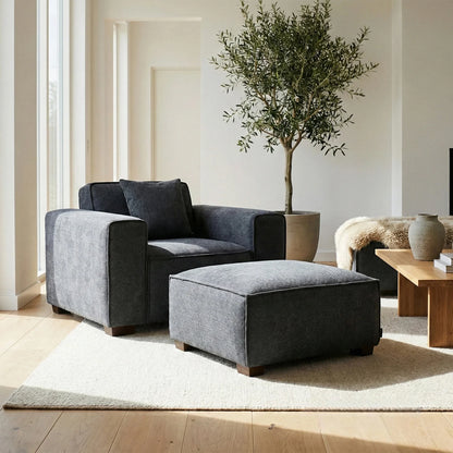 ALUXO Dakota Modular Armchair In Charcoal Grey Boucle Fabric