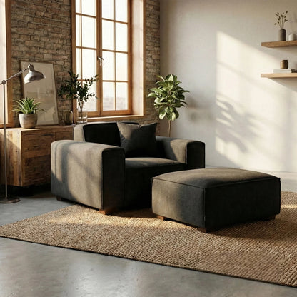 ALUXO Dakota Modular Armchair In Midnight Black Boucle Fabric