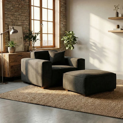 ALUXO Dakota Modular Armchair In Charcoal Grey Boucle Fabric