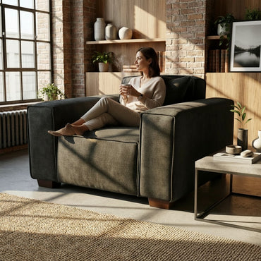 ALUXO Dakota Modular Armchair In Midnight Black Boucle Fabric