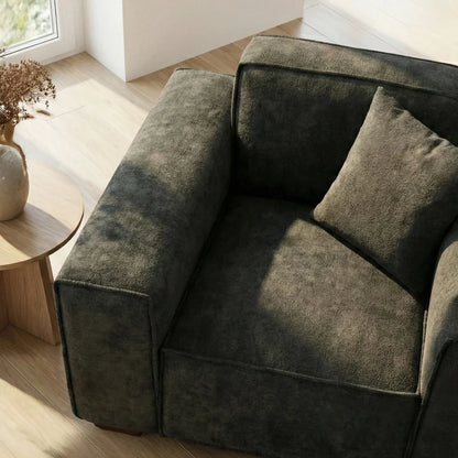 ALUXO Dakota Modular Armchair In Pebble Grey Boucle Fabric