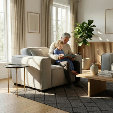 ALUXO Dakota Modular Armchair In Pebble Grey Boucle Fabric