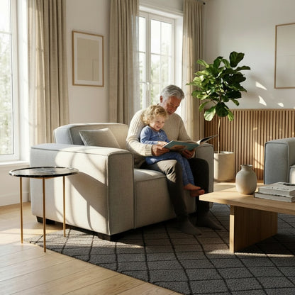 ALUXO Dakota Modular Armchair In Charcoal Grey Boucle Fabric
