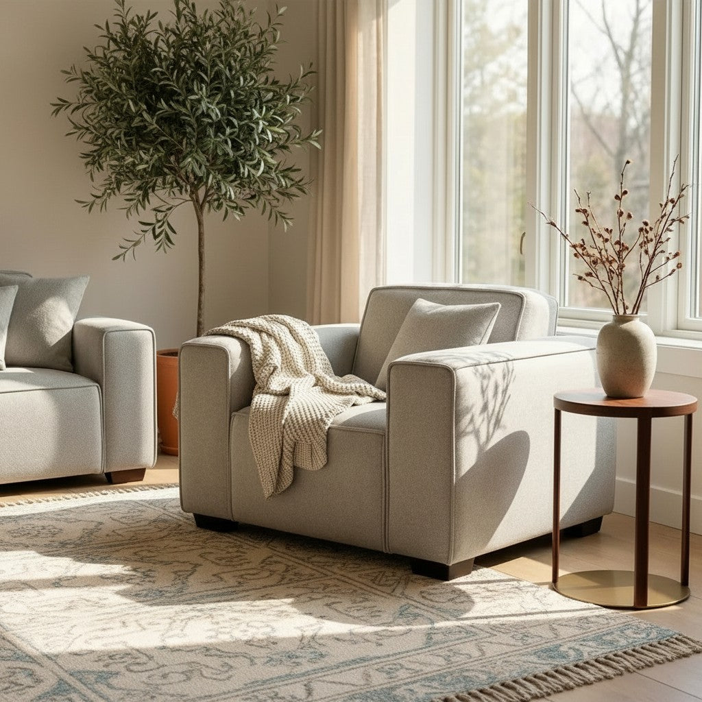 ALUXO Dakota Modular Armchair In Charcoal Grey Boucle Fabric