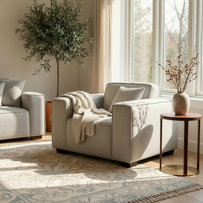 ALUXO Dakota Modular Armchair In Charcoal Grey Boucle Fabric