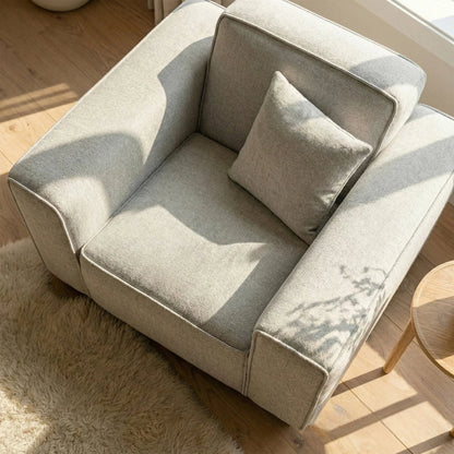 ALUXO Dakota Modular Armchair In Pebble Grey Boucle Fabric