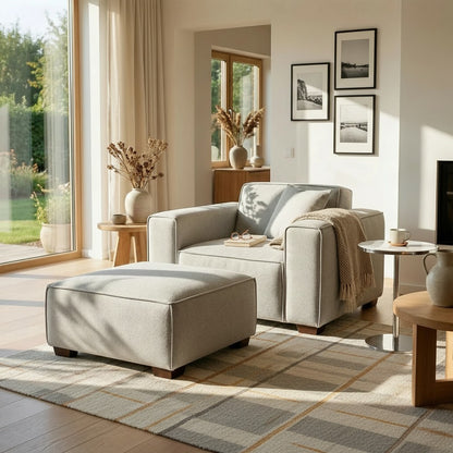 ALUXO Dakota Modular Armchair In Charcoal Grey Boucle Fabric