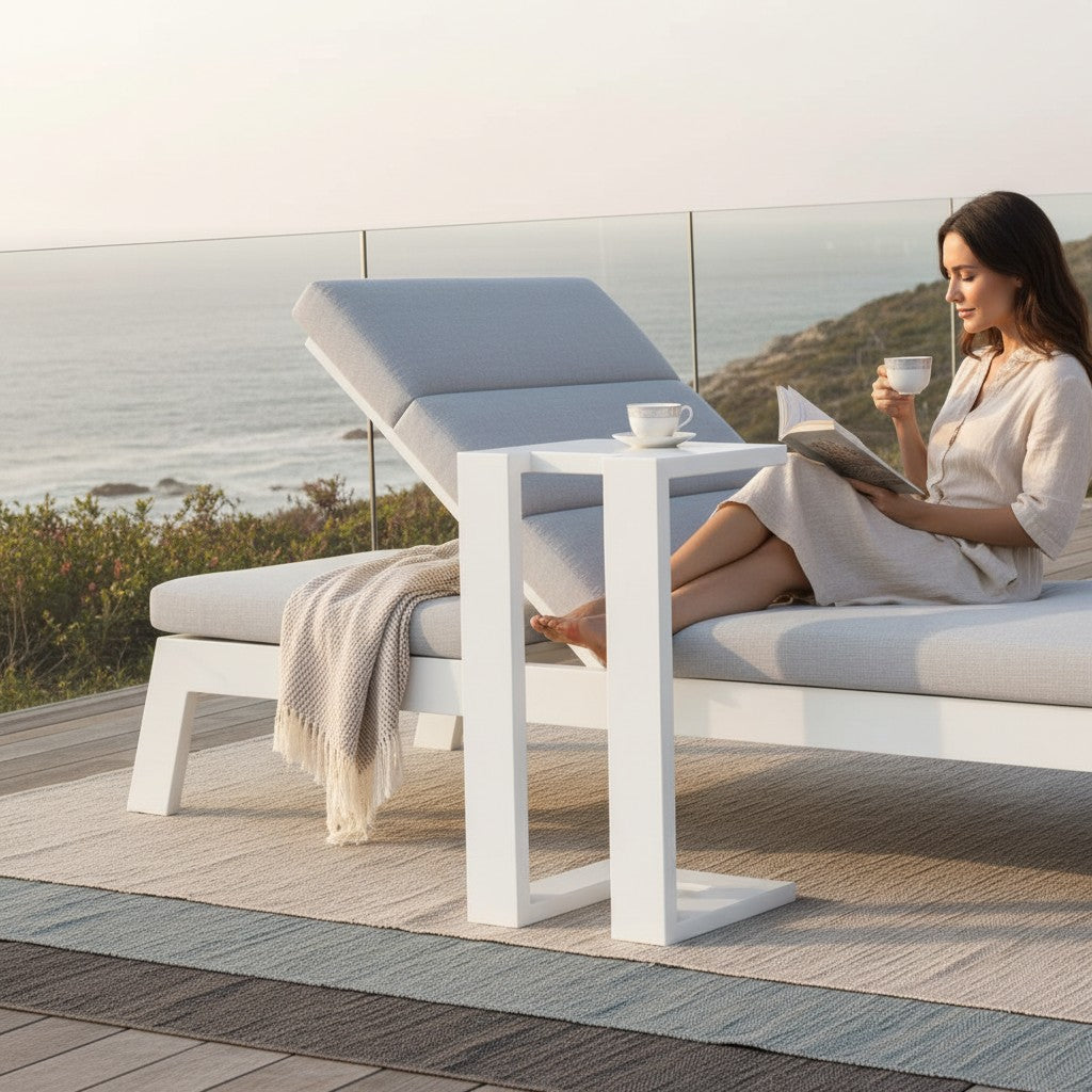 ALUXO Dasia White Outdoor Sun Lounger