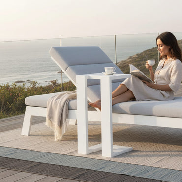 ALUXO Dasia White Outdoor Sun Lounger