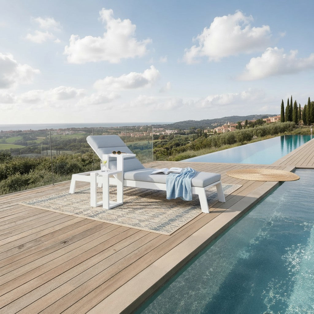 ALUXO Dasia White Outdoor Sun Lounger