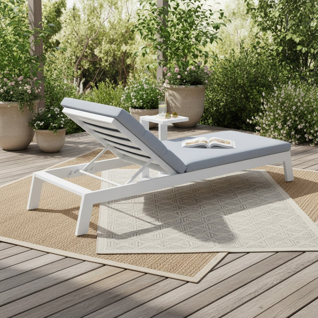ALUXO Dasia White Outdoor Sun Lounger