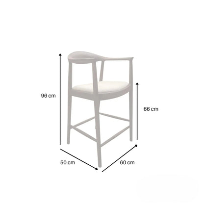 ALUXO Fern Walnut Bar Stool With Oatmeal Beige Boucle Upholstery Fabric