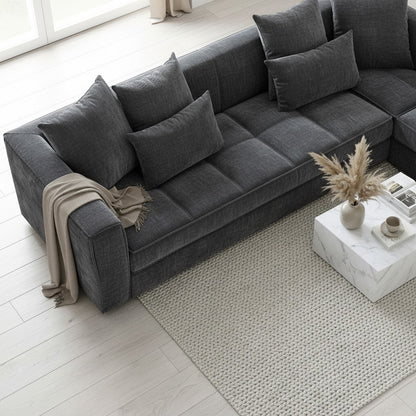 ALUXO Gramercy Right Hand Facing Corner Sofa In Steel Grey Velvet