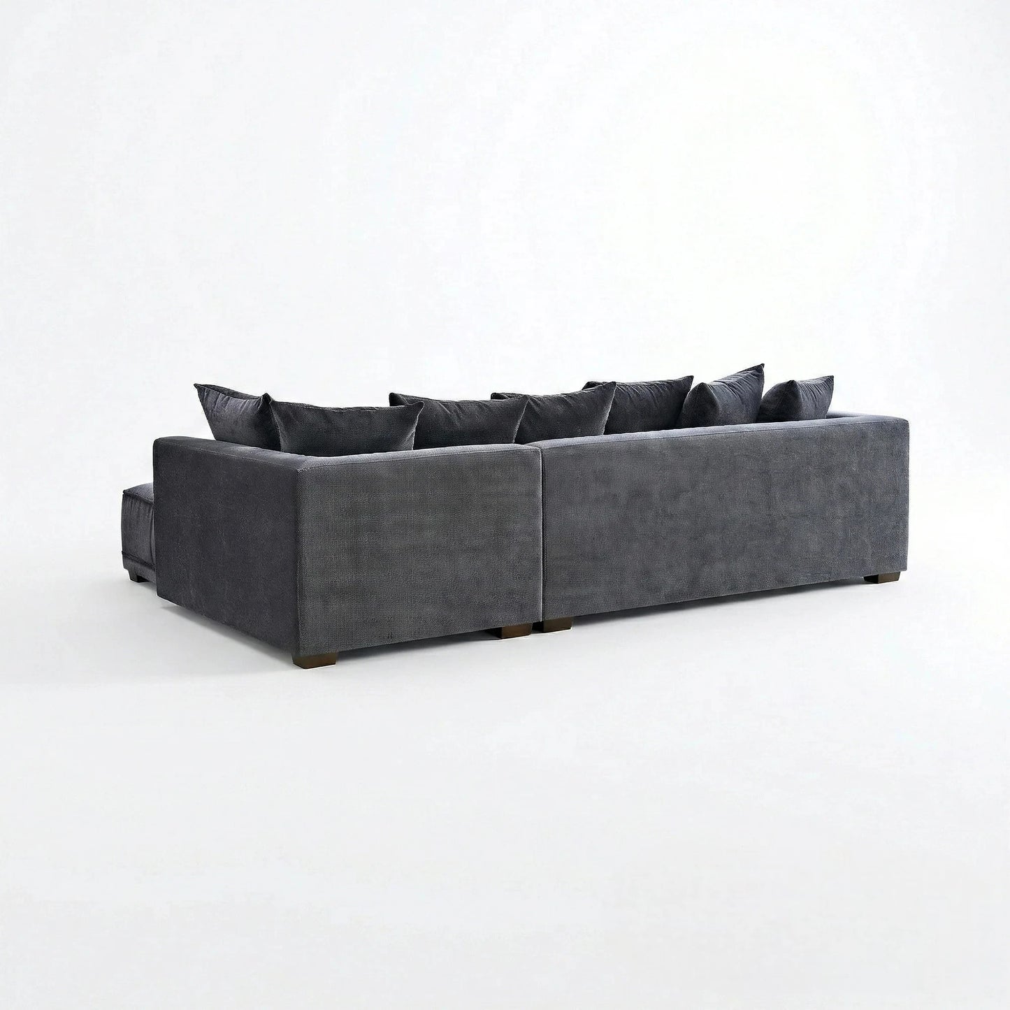 ALUXO Gramercy Right Hand Facing Corner Sofa In Steel Grey Velvet