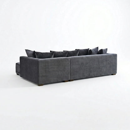 ALUXO Gramercy Right Hand Facing Corner Sofa In Steel Grey Velvet