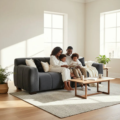 ALUXO Harlem 3 Seater Sofa In Cocoa Chocolate Velvet And Channel Stitch