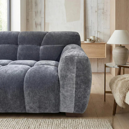 ALUXO Harlem 3 Seater Sofa In Cocoa Chocolate Velvet And Channel Stitch