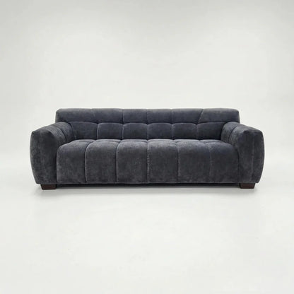 ALUXO Harlem 3 Seater Sofa In Cocoa Chocolate Velvet And Channel Stitch