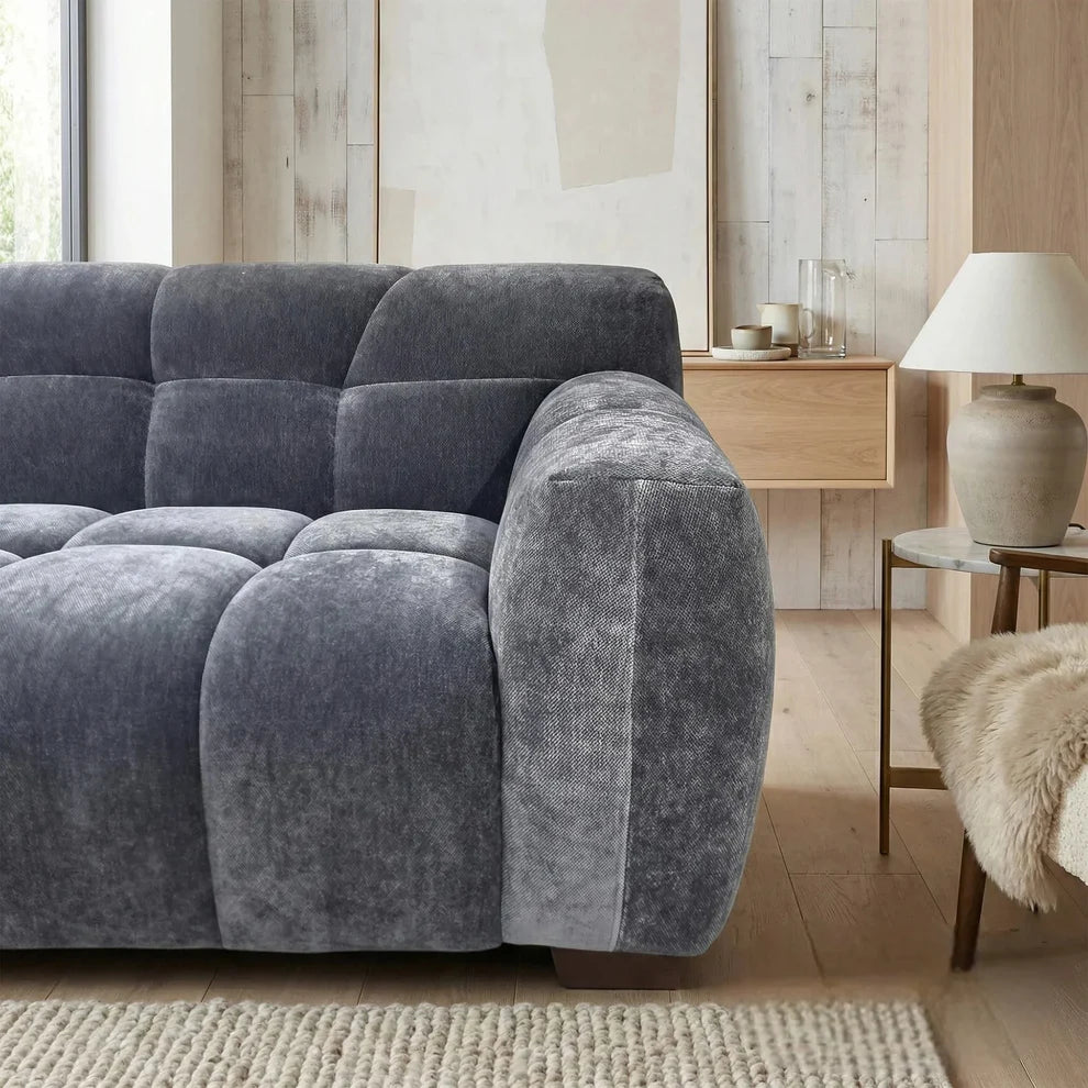 ALUXO Harlem Deep Channel Stitched 2 Seater Sofa In Cocoa Chocolate Mermaid Velvet
