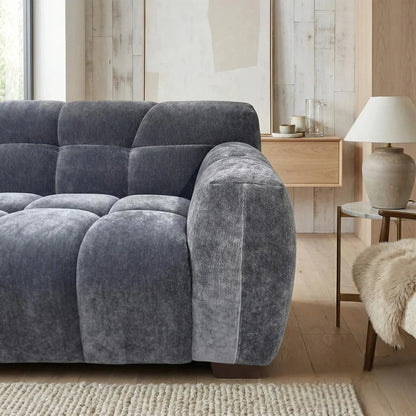 ALUXO Harlem Deep Channel Stitched 2 Seater Sofa In Cocoa Chocolate Mermaid Velvet
