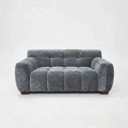 ALUXO Harlem Deep Channel Stitched 2 Seater Sofa In Cocoa Chocolate Mermaid Velvet