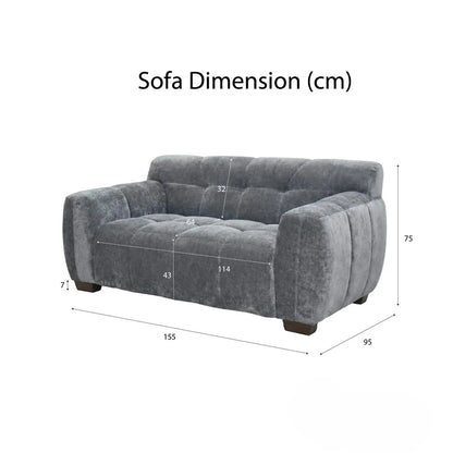 ALUXO Harlem Deep Channel Stitched 2 Seater Sofa In Cocoa Chocolate Mermaid Velvet