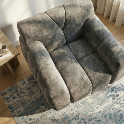ALUXO Harlem Deep Channel Stitched Armchair In Cocoa Chocolate Grey Mermaid Velvet