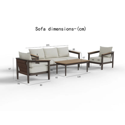 ALUXO Hemera Outdoor Range Wood 5 Seater Lounge Set