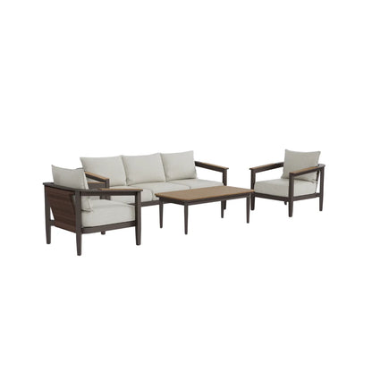 ALUXO Hemera Outdoor Range Wood 5 Seater Lounge Set