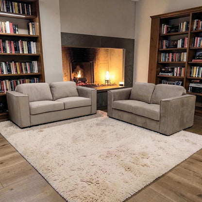 Hudson 3+2 Seater Sofa With Fixed Back Cushion In Ebony Black Velvet Fabric
