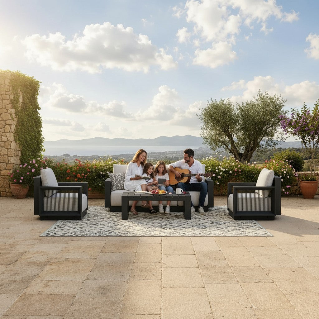 ALUXO Ikos Onyx 5 Seater Outdoor Lounge Set