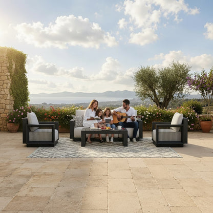 ALUXO Ikos Onyx 5 Seater Outdoor Lounge Set