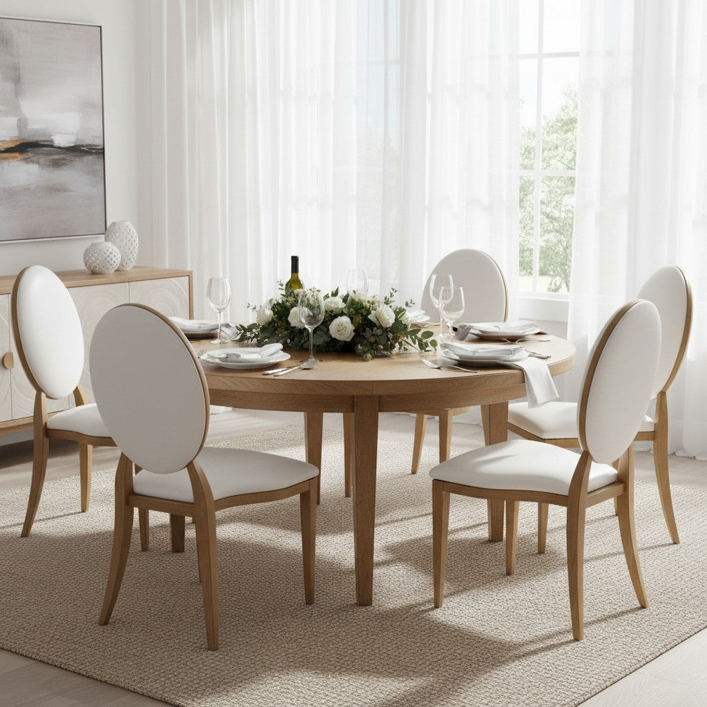 Jasmine Dining Chair In White PU Leather And Gold Legs